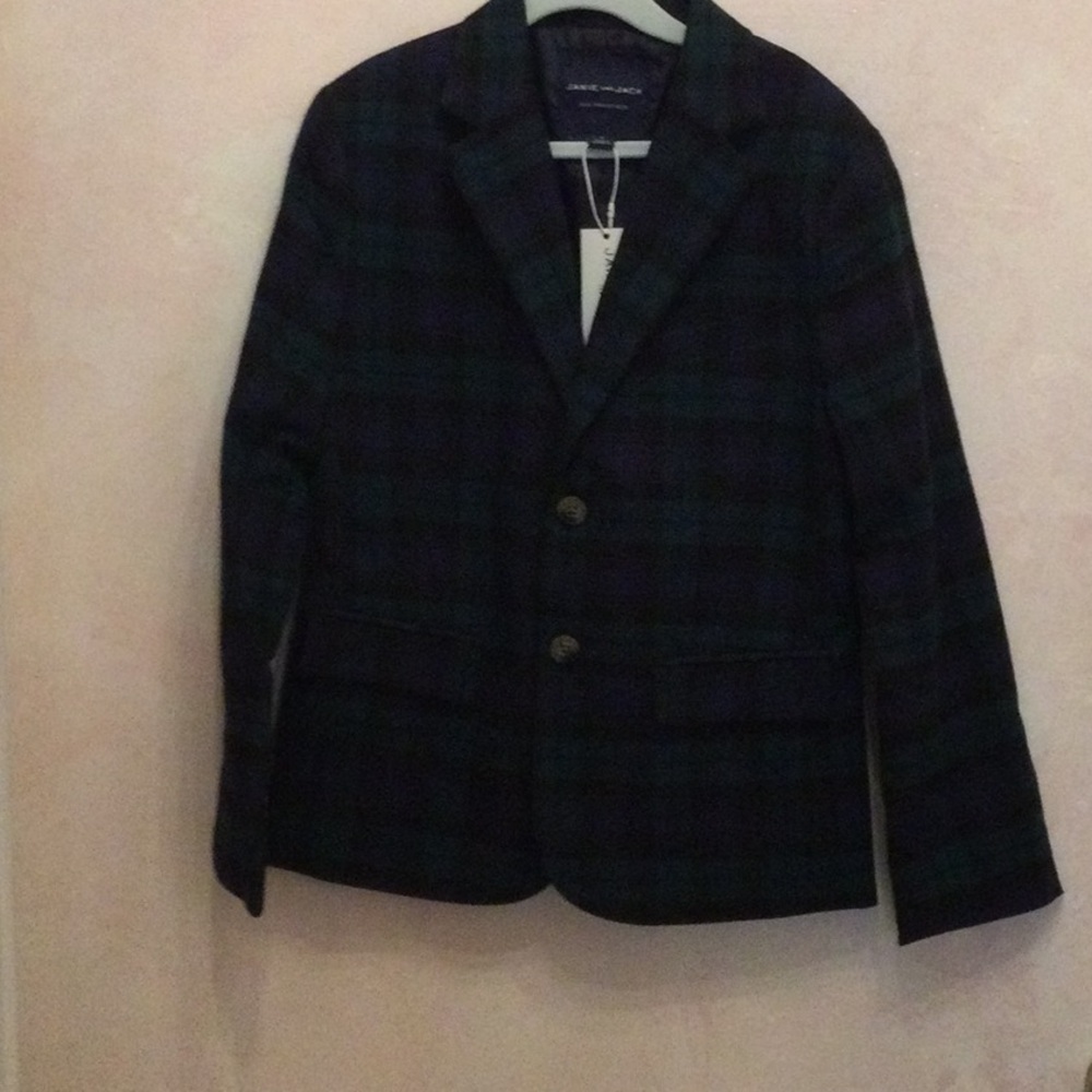 Dark Green and Navy Plaid Blazer